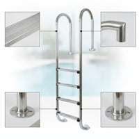 Stainless Steel Pool Ladder Polished Pool Ladder with Handrails Anti-Skid for Spa