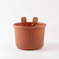 Rattan-Style Front Bike Basket Handlebar-Mount Woven Bike Basket Adjustable Strap-on for Children, Toddlers, Balance Bikes