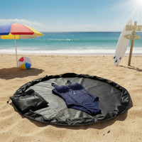 Portable Beach Changing Mat Foldable Changing Mat with Pouch Drawstring Bag Round for Surfers, Swimmers, Poolside