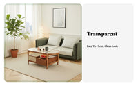 two-level Oval Glass and Rattan Stand Nordic Design Coffee Table Minimalist and design Rounded Edges for Apartment Dwellers