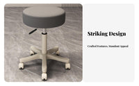 Padded Salon Work Stool Waterproof Upholstery Adjustable Swivel Stool with Wheels Heavy Duty Backless Rolling Chair for Beauticians, Artists, Workshop