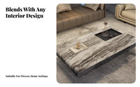Modern Minimalist Design Rectangular Marble-Patterned Coffee Table Rounded Corner Design Household Furniture Sturdy Construction Easy to Clean for Homeowners, Apartment Dwellers, Interior Designers, Living Room, Lounge Area, Office, Bedroom