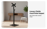 Drill-without Cost Floor TV Stand Easy Assembly Freestanding TV Mount Stable Base Universal Monitor Floor Stand Space-Saving for Renters, Small Areas, Apartments, Office, Bedroom