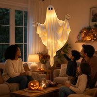 Hanging Ghost with Skeleton Hands Haunted for Porch