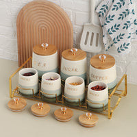 Large Capacity Ceramic Storage Jar Set, 7-Piece Kitchen Canister Set with Lids