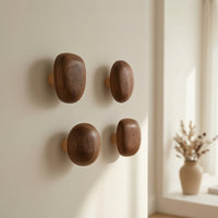 4 Pieces Wooden Wall Hook Natural Pebble Wall Hook Rustic for Closet