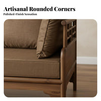 Wooden Frame Sofa and Armchair Set New Chinese design Upholstered Sofa Set Serene Serene-Influenced design living Room Seating for Office, Lounge Area, Hotel Lobby
