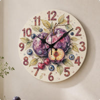 Fruit-Themed Wall Clock Decorative Botanical Pattern Clock Operated Home Decoration for Bedroom