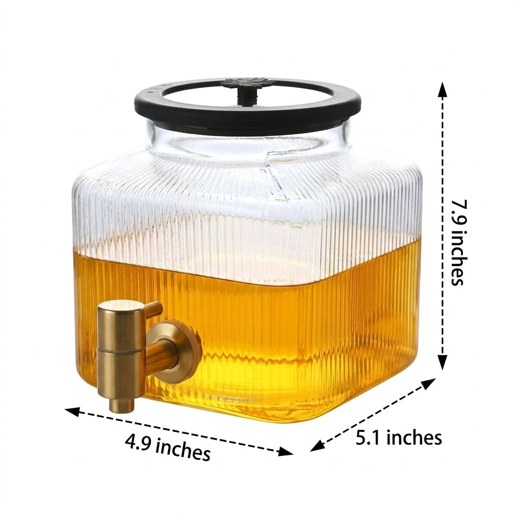 Glass Water Dispenser with Tap, High Borosilicate Glass Water Jug with Stainless Steel Spigot, Drink Dispenser for Cold Brew and Iced Tea Use
