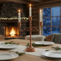 Vintage Metal Candelabra Ornamental Centerpiece Antique Bronze Candle Holder