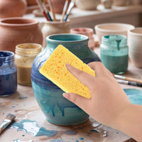 12 Pieces Craft Brush Kit with Sponge Long-Handled Ceramic Glaze Brush Soft