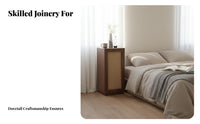 Rattan Door Bedside Cabinet Minimalist Design Nightstand Wide Top Surface