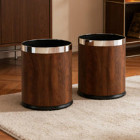 Wood Grain Trash Can Decorative Faux Wood Trash Can Easy to Clean for Kitchen