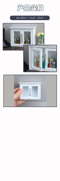 1:12娃娃屋dollhouse迷你家具微缩场景摆件厨房白色挂柜置物架