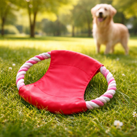 Interactive Cotton Rope Dog Toy, 19cm Frisbee Disc for Fetch Games, Tug Toys & Chew Toys, for Training