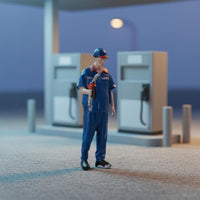 1:64 Gas Station Attendant Figurine Detailed Paint Gas Station Worker Figurine