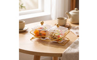 Ribbed Snack Bowl with Rack Lidded Snack Tray with Removable Bowls Compact Condiment Server with Lids Sturdy for Party