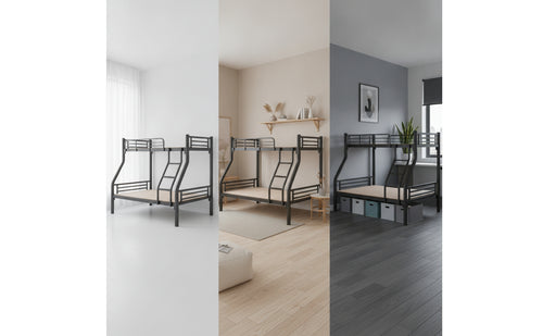 Space-Saving Mother-and-Child Bunk Bed Heavy-Duty Metal Bunk Bed with Ladder Stable Furniture No Box Spring Needed for Families, Kids, Teens, Bedroom, Dormitory