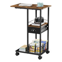 Movable Luxury Small Coffee Table Vintage Side Table C-shaped Storage Rack Trolley with Wheels for Small Apartments