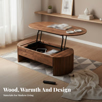 Nordic Design Lift-Top Coffee Table Multi-Functional Lift-Top Storage Table Space-Saving Living Room Furnishing Multipurpose Use for Apartment Dwellers, Telecommute Workers, Homeowners, Small Areas, Home Office, Lounge Area