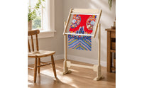 Cross-Stitch Frame Stand Wooden Needlework Stand with Floor Base Freestanding Embroidery Frame Holder for Embroiderers, Crafters, Craft Room