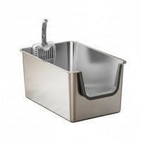 Stainless Steel Litter Pan Open-Top High-Sided Litter Pan Easy-to-Hygienic Pet Supply for Home