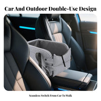 Built-in Safety Leash Pet Car Console Seat Washable Cushion Center Console Pet Bed Adjustable Straps for Drivers, Road Trips, Outdoor, Home