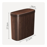 Wood Grain Trash Can Compact Design Plastic Rubbish Bin Odor Control for Kitchen