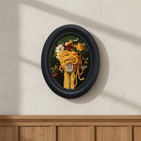 Retro Food Art Frame Creative Design Wooden Oval Picture Frame Distressed Finish for Restaurant