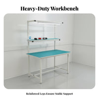 Anti Workbench With Overhead Light Aluminum Frame Work Table High Load-Bearing Assembly Line Table for Technicians, Factory Workers, Research Facility