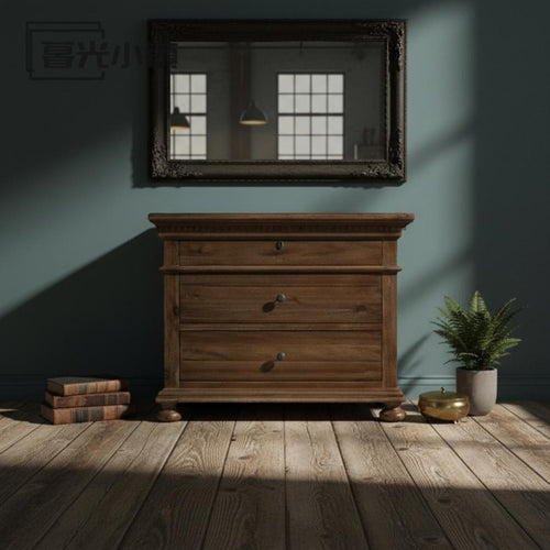 3-Drawer Nightstand French Country Design 3-Drawer Carved End Table for Students