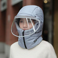 雷锋帽秋冬女骑电动车防风保暖帽户外防水防寒男护耳帽带面罩防雾