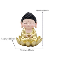 Buddha Statue with Lotus Base Gold Buddha Statue Miniature for Garden