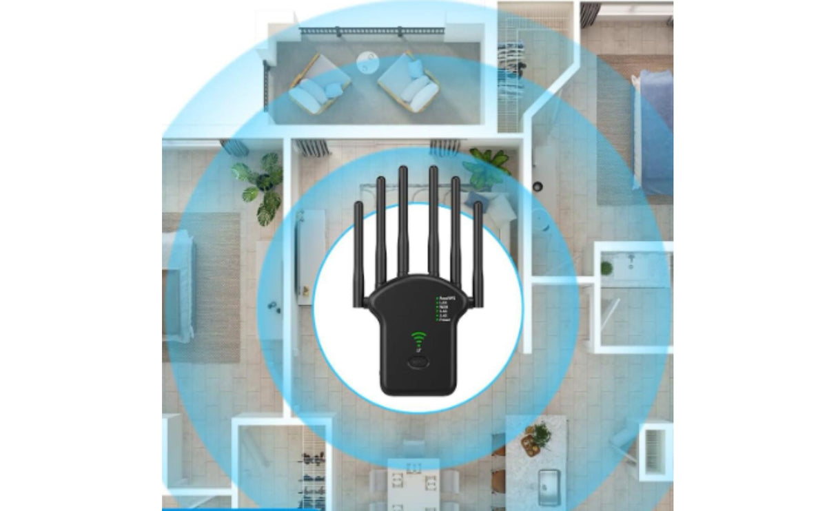 External Antennas 6-Antenna Repeater WPS Button Wall-Mounted Extender Compact Range Extender Rounded Body