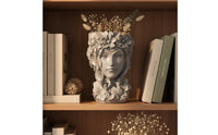 Hand-Finished Planter with Floral Motif Multi-Purpose Resin Planter Sturdy Sculptural Vase Lightweight for Garden