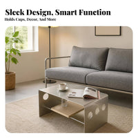 Silver Finish Metal Coffee Table Home Furniture Compact Size for Living Room