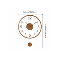 Pendulum Wall Clock Non-Ticking Swinging Wall Clock Easy to Read for Living Room
