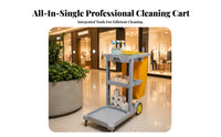 Heavy Duty Housekeeping Service Trolley with Bag Large Capacity Commercial Housekeeping Cart Maneuverable Wheels Commercial Janitor Cart Easy Maneuverability for Housekeepers, Janitors, Custodians, Hotels, Restaurants, Offices