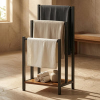 Towel Rack with Shelf Multiple Rods Freestanding Towel Rack Multi-Height