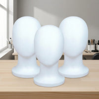 3 Pieces Hairpiece Head Lightweight Foam Mannequin Head Pin-Insertable Hat Display Stand for Cosplayers, Hair Stylists, Cosplay, Salons