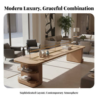 Solid Wood Library Table Minimalist Design Reception Area Table Set Built-in Lighting Commercial Furniture for Interior Designers, Lobby, Sales Center