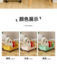 北欧轻奢可移动整理收纳箱桌下放书本学生书包收纳盒带滑轮教室用 奶油白-大号【可移动带滑轮】