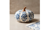 Floral Textile Pumpkin Shabby Chic Stuffed Pumpkin Soft Decorative Pumpkins Artisan-Made for Mantel