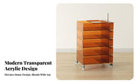 Rotating Tiered Cabinet Space-Saving Design Narrow Rolling Cart Multi-Purpose
