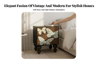 Tall flutterer Print Chest of drawers Distressed Finish Bedside Table for Renters, Adults