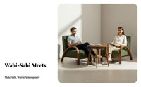 3 Pieces 2 Armchairs and 1 Side Table Wabi-Sabi Aesthetic Conversation Set Textured Upholstery Comfy for Readers, Adults, Cafe