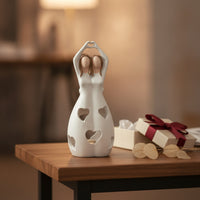 Romantic Candle Holder with Heart Cutouts Giftable Decorative Candle Holder High Quality Resin Figurine Premium for Table Centerpiece