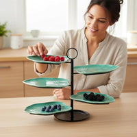 5-Tier Ceramic Stand Sturdy Construction Tiered Serving Tray Easy to Clean