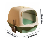 Enclosed Cat Waste Containment Unit Easy to Clean Covered Cat Toilet Spacious Covered Litter Tray for Indoor