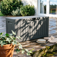 Resin Outdoor Storage Chest Rectangular Outdoor Storage Box Hinged Lid Lockable Container for Patio, Garden, Poolside